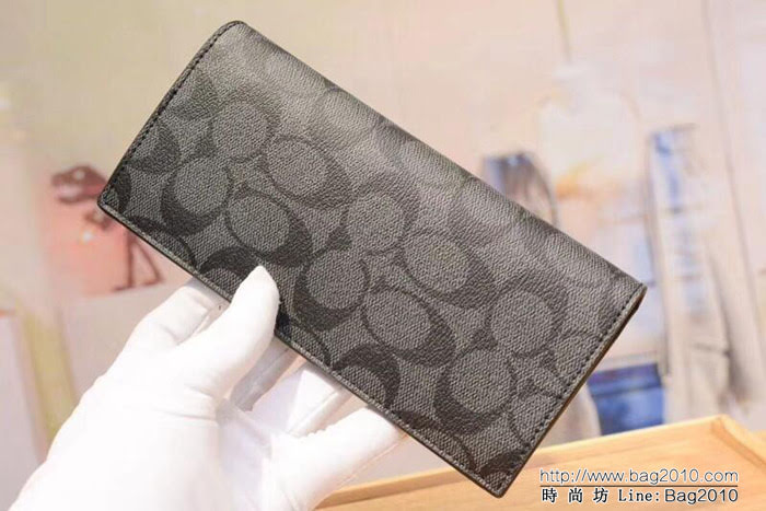 COACH蔻馳 75013 經典PVC印花對折長款錢包 男款錢包  Chz1276